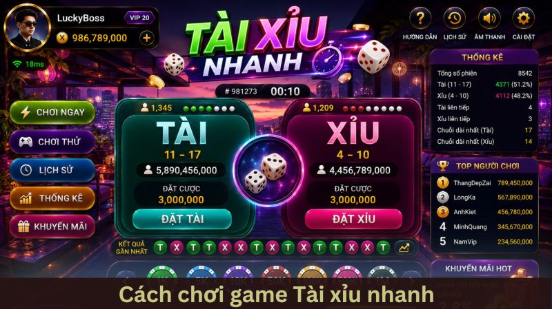 Tài xỉu nhanh – Bí kíp sinh tồn và hốt bạc tại các bàn cược 3 Cách chơi tài xỉu nhanh chi tiết từng bước